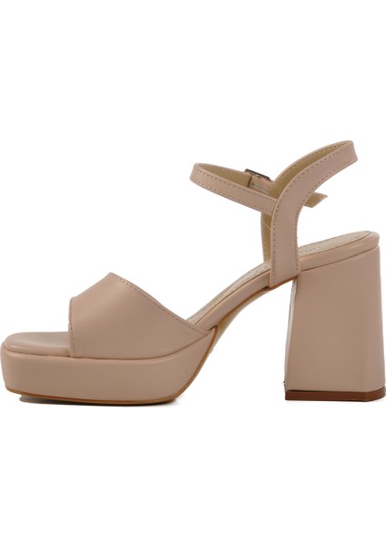 Bej Platform Topuk Kadın Topuklu Sandalet fiyatları