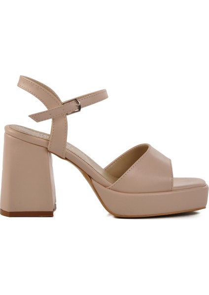 Bej Platform Topuk Kadın Topuklu Sandalet modelleri