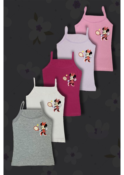 5'li Kız Çocuk Ip Askılı Pamuklu Atlet