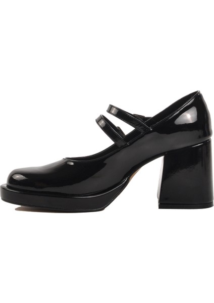 Siyah Rugan Kalın Topuk Kadın Topuklu Ayakkabı fiyatları