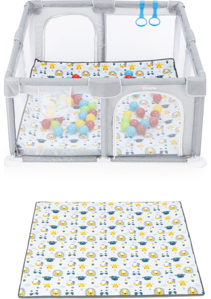 Playard Güvenli Bebek ve Çocuk Oyun Alanı Oyun Parkı 120X120 Oyun Matı Topları ve Yataklı