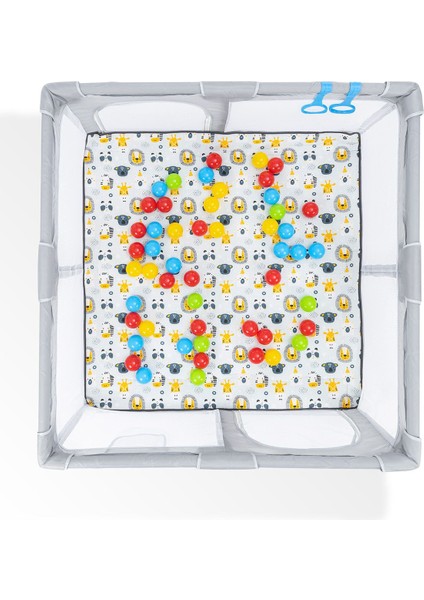 Playard Güvenli Bebek ve Çocuk Oyun Alanı Oyun Parkı 120X120 Oyun Matı Topları ve Yataklı
