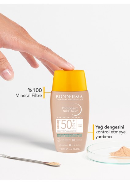 Photoderm Nude Touch SPF50+ Light Karma Yağlı Ciltler Kapatıcı Etkili Renkli Güneş Kremi 40 ml