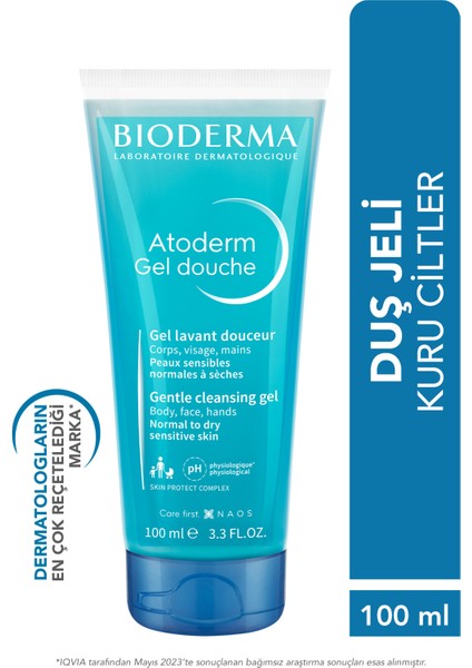 Atoderm Shower Gel Aile Boyu Kuru Ciltler için Nemlendirici Duş Jeli Bebek Çocuk Yetişkin 100 ml