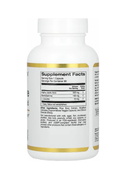 California Gold Nutrition, Benfotiamine + Alpha Lipoic Acid, 90 Vegetarian Capsules fiyatları