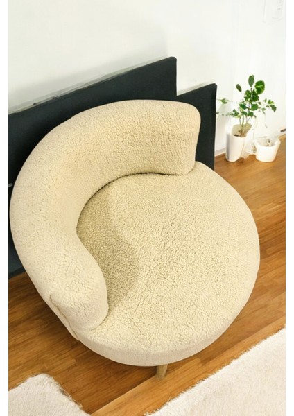 Geniş Oturumlu Beyaz Teddy Kumaş Puf – Makyaj Masası ve Oturma Alanları Için fırsatları