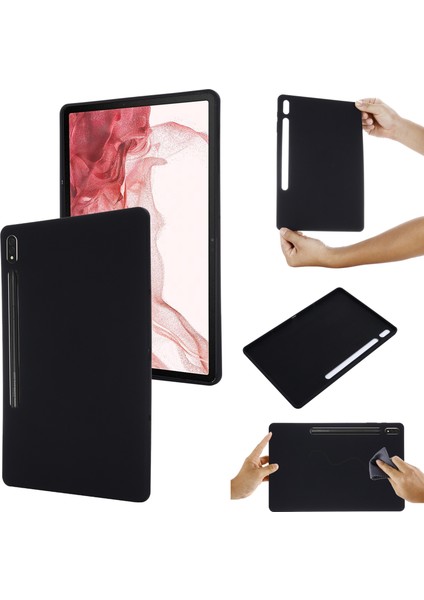 Samsung Galaxy Tab S10+ Kılıf Sıvı Silikon Çizilmez Tablet Kılıfı-Siyah