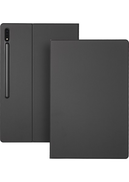Samsung Galaxy Tab Için S8+/s7+/s7 Fe Kılıf Kalem Yuvası Standlı Pu Deri Tablet Kılıfı, Otomatik Uyandırma/uyku-Siyah