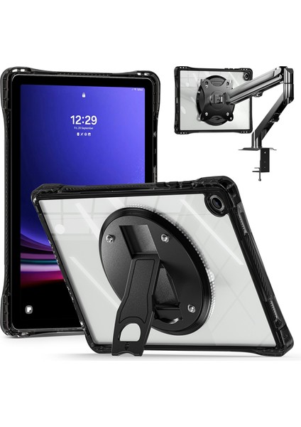 Samsung Galaxy Tab A9+ SM-X210/X216/X218 Kılıf El Kayışı Kickstand Pc+Tpu+Akrilik Şeffaf Tablet Kapak-Bebek Mavisi