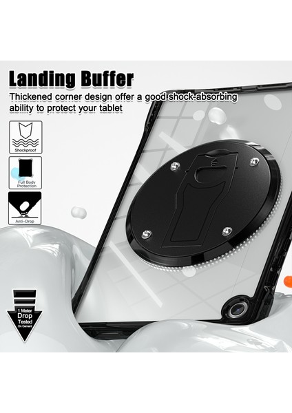Samsung Galaxy Tab A9+ SM-X210/X216/X218 Kılıf El Kayışı Kickstand Pc+Tpu+Akrilik Şeffaf Tablet Kapak-Bebek Mavisi