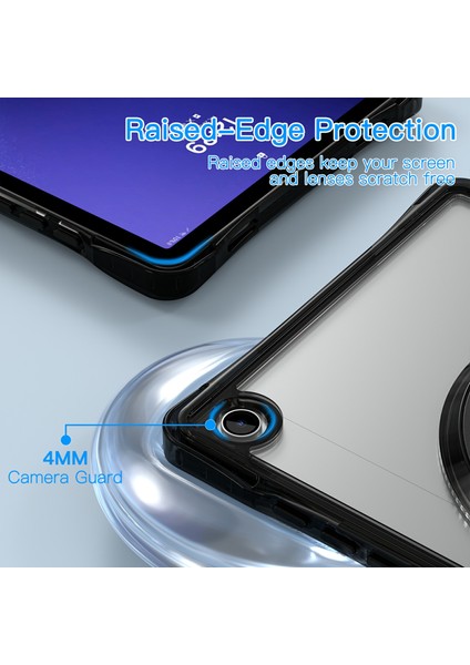 Samsung Galaxy Tab A9+ SM-X210/X216/X218 Kılıf El Kayışı Kickstand Pc+Tpu+Akrilik Şeffaf Tablet Kapak-Bebek Mavisi