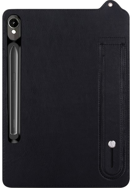 Samsung Galaxy Tab A9+ Kılıf El Tutma Çubuğu Pc+Silikon Tablet Kılıfı-Siyah+Turuncu (Yurt Dışından)
