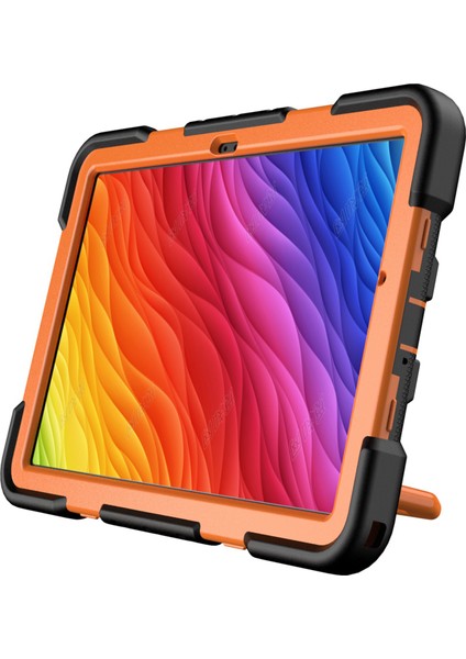 Samsung Galaxy Tab A7 Lite 8.7-Inç T225/T220 Kılıf Silikon+Pc Kickstand Tablet Kılıfı, Kullanışlı Askı, Omuz Askısı-Siyah/mavi (Yurt Dışından)