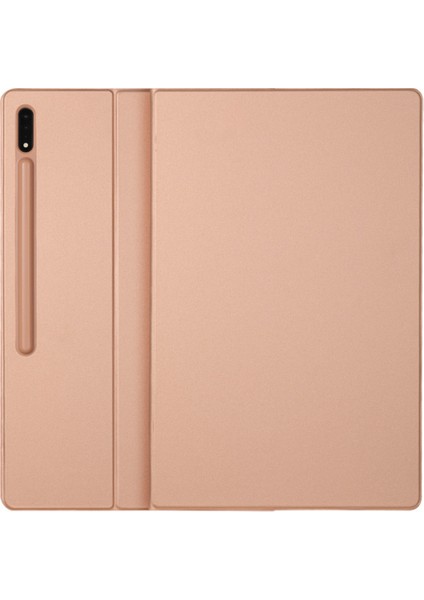Samsung Galaxy Tab S8/s7 Için Kılıf Kalem Yuvası Standlı Pu Deri Tablet Kılıfı, Otomatik Uyandırma/uyku-Gül Altın (Yurt Dışından)