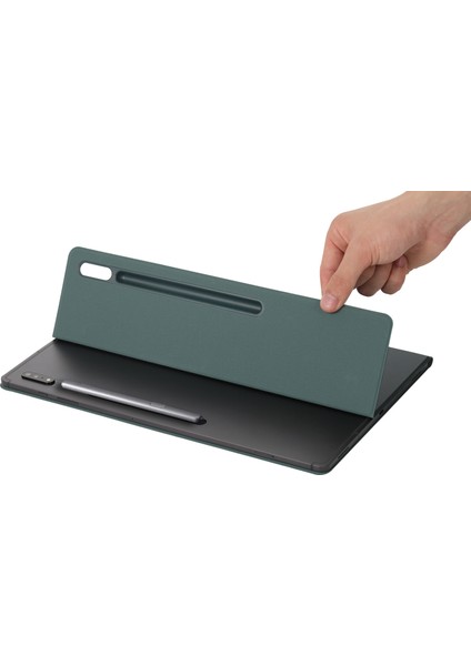 Samsung Galaxy Tab S8/s7 Kılıf Kalem Yuvası Pu Deri Tablet Kılıfı, Standlı, Otomatik Uyandırma/uyku-Koyu Gri fırsatları