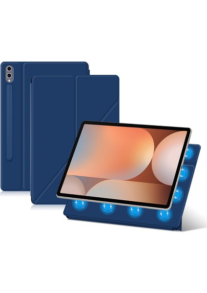 Samsung Galaxy Tab S6 Lite (2024)/(2022)/(2020) P610/P615 Kılıf Desenli Baskılı Stand Litchi Dokulu Deri Tablet Kapaklı Kart Yuvaları-Blok
