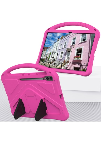 Samsung Galaxy Tab S10 Ultra Kılıf Eva Tablet Kapak Saplı Kickstand Çocuk Dostu-Gül