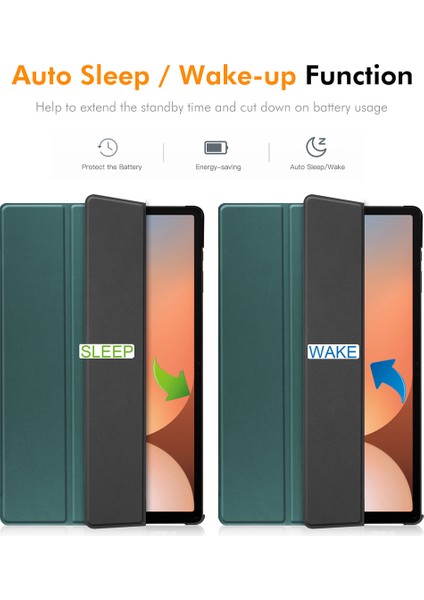 Samsung Galaxy Tab S9 Ultra/galaxy Tab S10 Ultra Için Enkay Şapka Prens Üç Katlı Stand Kapak Pu Deri+Pc Tablet Kılıfı-Koyu Yeşil
