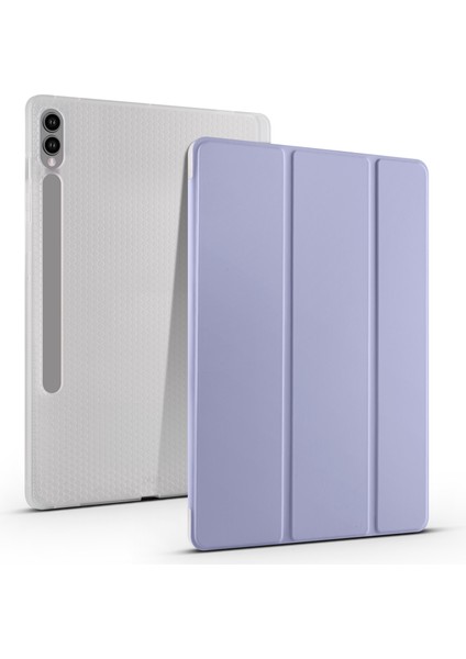 Samsung Galaxy Tab S10+ Kılıf Için Kalem Yuvası Üç Katlı Standlı Pu Deri + Tpu Tablet Kapağı Otomatik Uyandırma/uyku-Lavanta Mor
