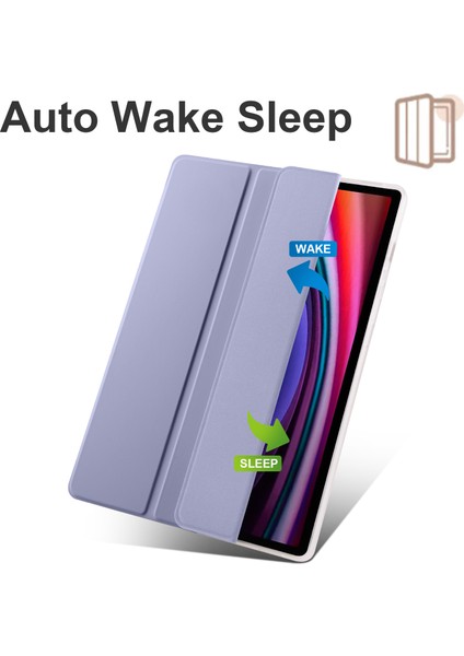 Samsung Galaxy Tab S10+ Kılıf Için Kalem Yuvası Üç Katlı Standlı Pu Deri + Tpu Tablet Kapağı Otomatik Uyandırma/uyku-Lavanta Mor