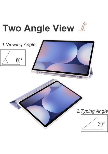 Samsung Galaxy Tab S10+ Kılıf Için Kalem Yuvası Üç Katlı Standlı Pu Deri + Tpu Tablet Kapağı Otomatik Uyandırma/uyku-Lavanta Mor