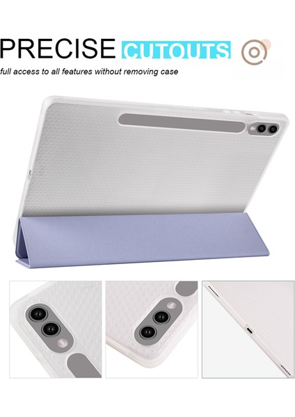 Samsung Galaxy Tab S10+ Kılıf Için Kalem Yuvası Üç Katlı Standlı Pu Deri + Tpu Tablet Kapağı Otomatik Uyandırma/uyku-Lavanta Mor