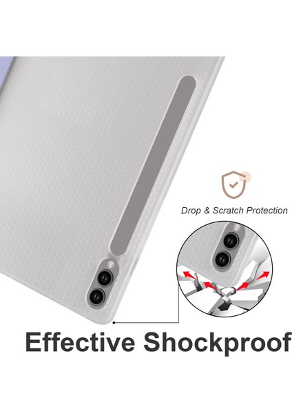 Samsung Galaxy Tab S10+ Kılıf Için Kalem Yuvası Üç Katlı Standlı Pu Deri + Tpu Tablet Kapağı Otomatik Uyandırma/uyku-Lavanta Mor