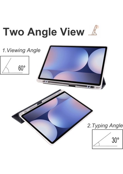 Samsung Galaxy Tab S10+ Kılıf Için Kalem Yuvası Üç Katlı Standlı Pu Deri+Tpu Tablet Kapağı Otomatik Uyandırma/uyku-Siyah modelleri