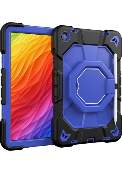 Samsung Galaxy Tab A7 Lite 8.7 Inç T225/T220 Kılıf Silikon+Pc Kickstand Tablet Kılıfı, Kullanışlı Askı, Omuz Askısı-Siyah/gül (Yurt Dışından)