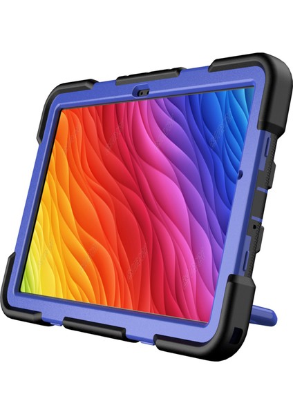 Samsung Galaxy Tab A7 Lite 8.7 Inç T225/T220 Kılıf Silikon+Pc Kickstand Tablet Kılıfı, Kullanışlı Askı, Omuz Askısı-Siyah/gül (Yurt Dışından)