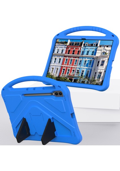 Samsung Galaxy Tab S10 Ultra Kılıf Eva Tablet Kapak Saplı Kickstand Çocuk Dostu-Mavi