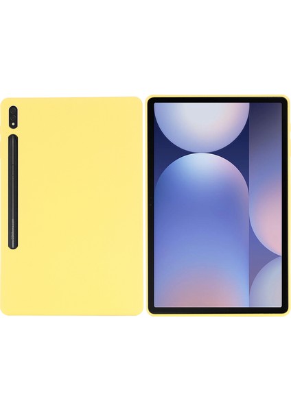 Samsung Galaxy Tab S10+ Kılıf Sıvı Silikon Çizilmez Tablet Kılıfı-Sarı