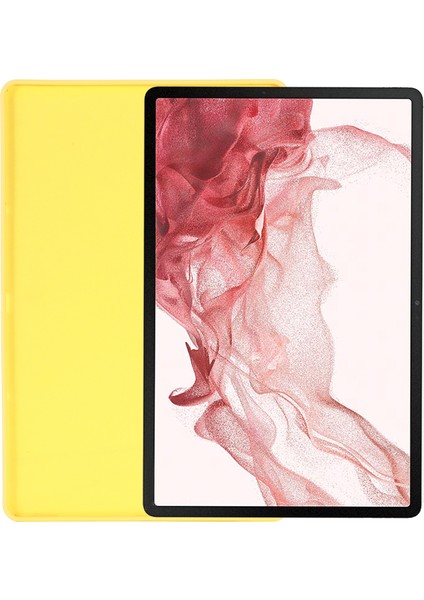 Samsung Galaxy Tab S10+ Kılıf Sıvı Silikon Çizilmez Tablet Kılıfı-Sarı