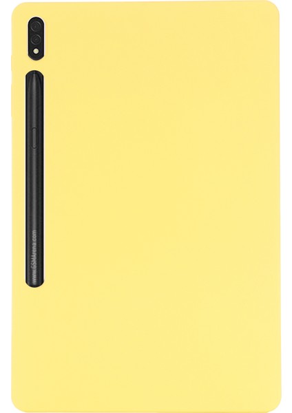 Samsung Galaxy Tab S10+ Kılıf Sıvı Silikon Çizilmez Tablet Kılıfı-Sarı