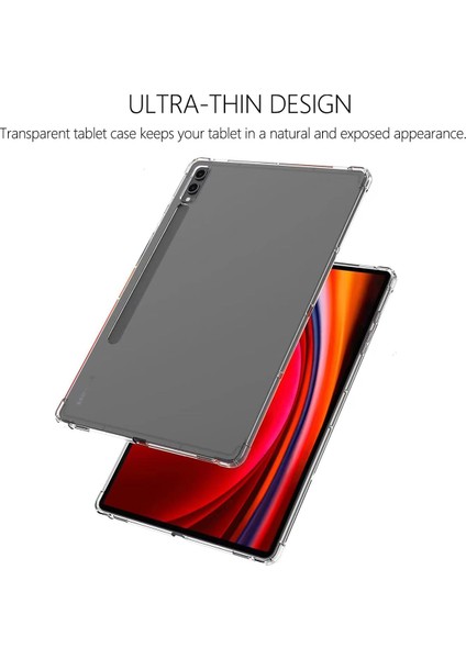 Samsung Galaxy Tab S10 Ultra Kılıf Dört Köşe Darbeye Dayanıklı Şeffaf Tablet Tpu Kapak