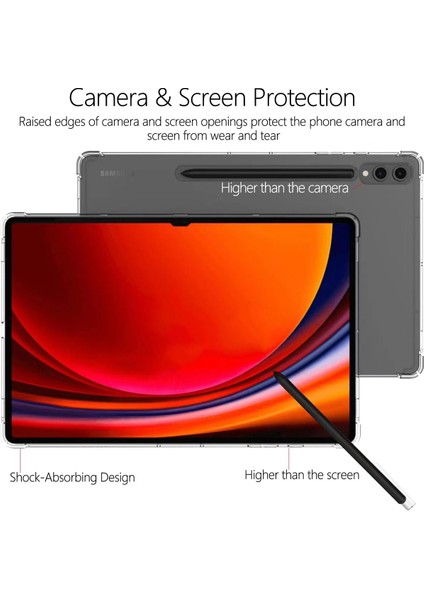 Samsung Galaxy Tab S10 Ultra Kılıf Dört Köşe Darbeye Dayanıklı Şeffaf Tablet Tpu Kapak