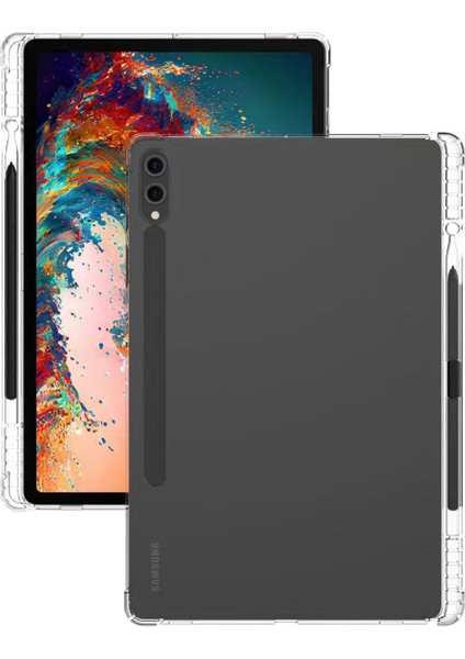 Samsung Galaxy Tab S10 + Kılıf Için Güçlendirilmiş Dört Köşeli Düşmeyi Önleyici Şeffaf Tpu Tablet Kapağı Kalem Yuvası ile