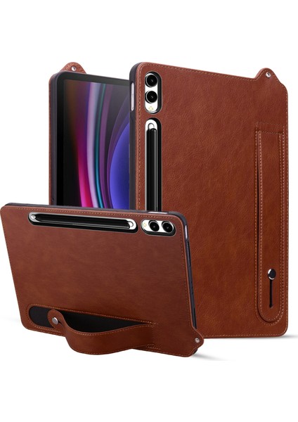 Samsung Galaxy Tab A9+ Kılıf El Tutmalı Kickstand Pc+Silikon Tablet Kapak-Siyah (Yurt Dışından)