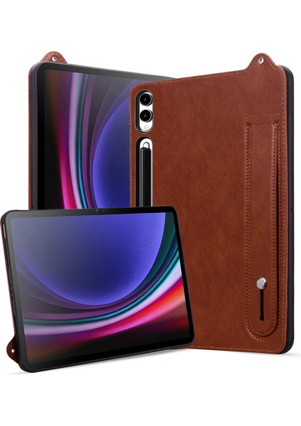 Samsung Galaxy Tab A9+ Kılıf El Tutmalı Kickstand Pc+Silikon Tablet Kapak-Siyah (Yurt Dışından)