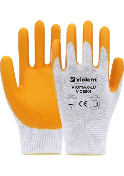 Viomax Nitril Örme Eldiven Sarı Beyaz No:10 2501 ( 1 Adet )