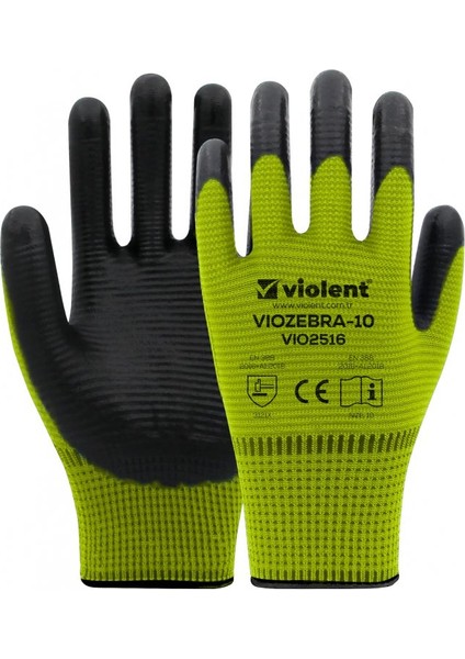 Vıozebra Nitril Eldiven Fosforlu Yeşil Siyah NO10 2510 ( 1 ADET )