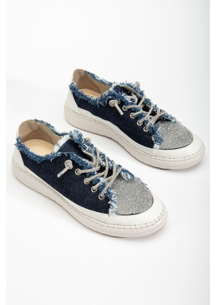 Neva Taşlı Düz Taban Kadın Lacivert Kot Sneakers modelleri
