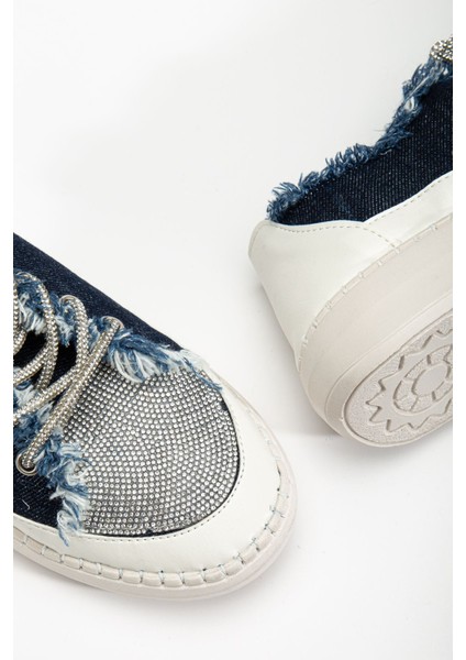 Neva Taşlı Düz Taban Kadın Lacivert Kot Sneakers fırsatları