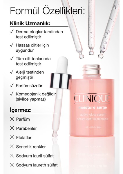 Moisture Surge Active Glow Işıltı Serumu 30ml | C Vitamini, Hyalüronik Asit, Laktik Asit