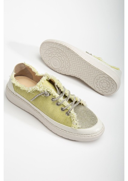 Neva Taşlı Düz Taban Kadın Sarı Kot Sneakers modelleri