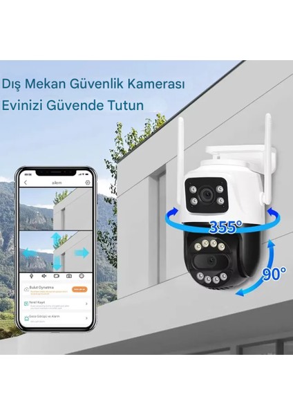 Icsee 8mp Çift Lens Kamera Su Geçirmez Güvenlik Kamera Gece Görüş Insan Izleme Güvenlik Kamerası