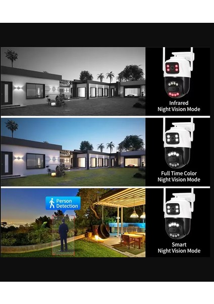 Icsee 8mp Çift Lens Kamera Su Geçirmez Güvenlik Kamera Gece Görüş Insan Izleme Güvenlik Kamerası