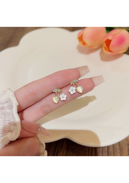 925 Gümüş Iğne Kore Tarzı Moda Inci Küpeler Niş Tasarım Içi Boş Kelebek Tatlı Pembe Çok Yönlü Küpe (Yurt Dışından)