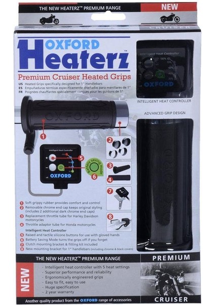 Motosiklet Hotgrips Premium Cruiser V8 Anahtarli Elcik Isitma EL800