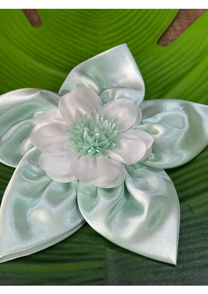 Saten Tomurcuklu Çiçek Broş Giyim Yaka Abiye Asesuarı 22 cm